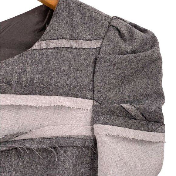 Rena Lange Gray Wool Feather Flannel Avant Garde Sheath Dress Size 4 - Picture 4 of 8